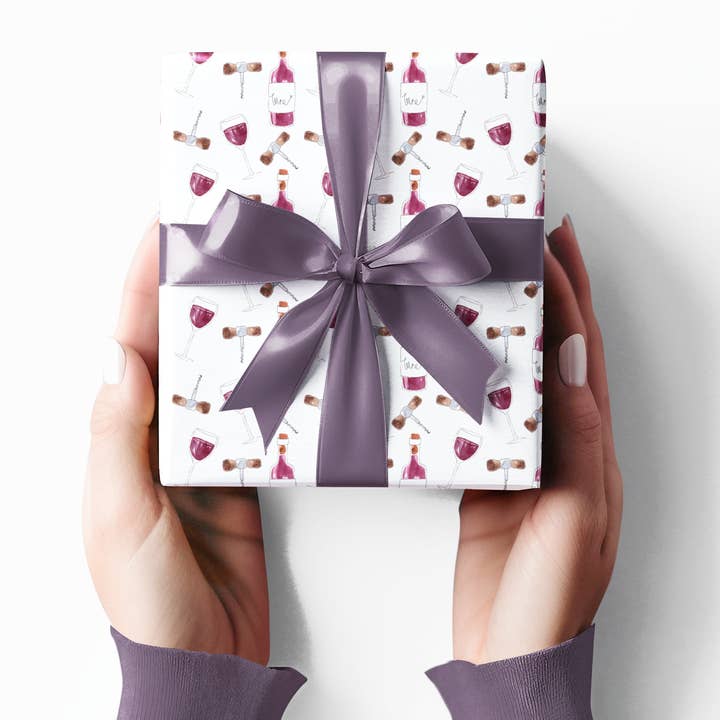Mac and lilly - Wholesale Flat wrap - Claret Wine Wrapping Paper – With Matching Tag4