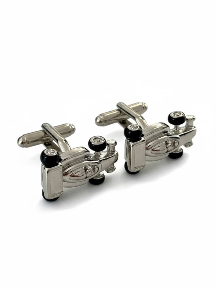 Racing Car Formula 1 Cufflinks Silver for wholesale by Latelita
