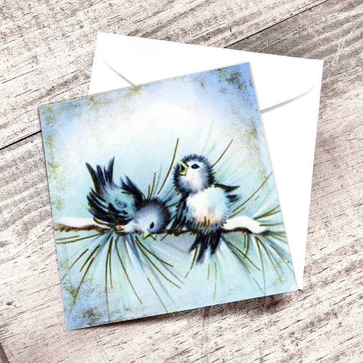 Winter Blue Birds Mini Card for wholesale by Yesterday's Best