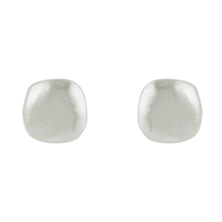 Puffy Square Posts Earrings in Silver or Vermeil for wholesale by Philippa Roberts