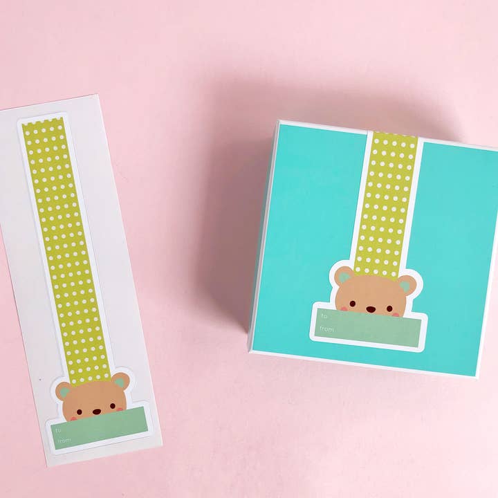 Teddy Bear Gift Sticker - 12 Units for wholesale by Label Circus
