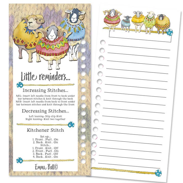 Emma Ball Ltd - Wholesale Stationery/Notecard Set - Sheep In Sweaters Colour Chart Cards