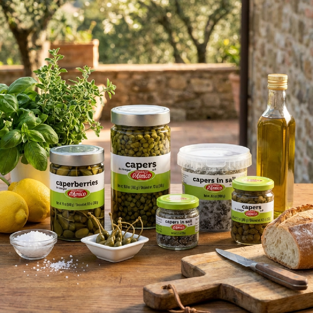 Wholesale Italian Food - Wholesale Olives - Fratelli D'Amico, Capers in Salt, no, #10 2.5oz, (70g)5