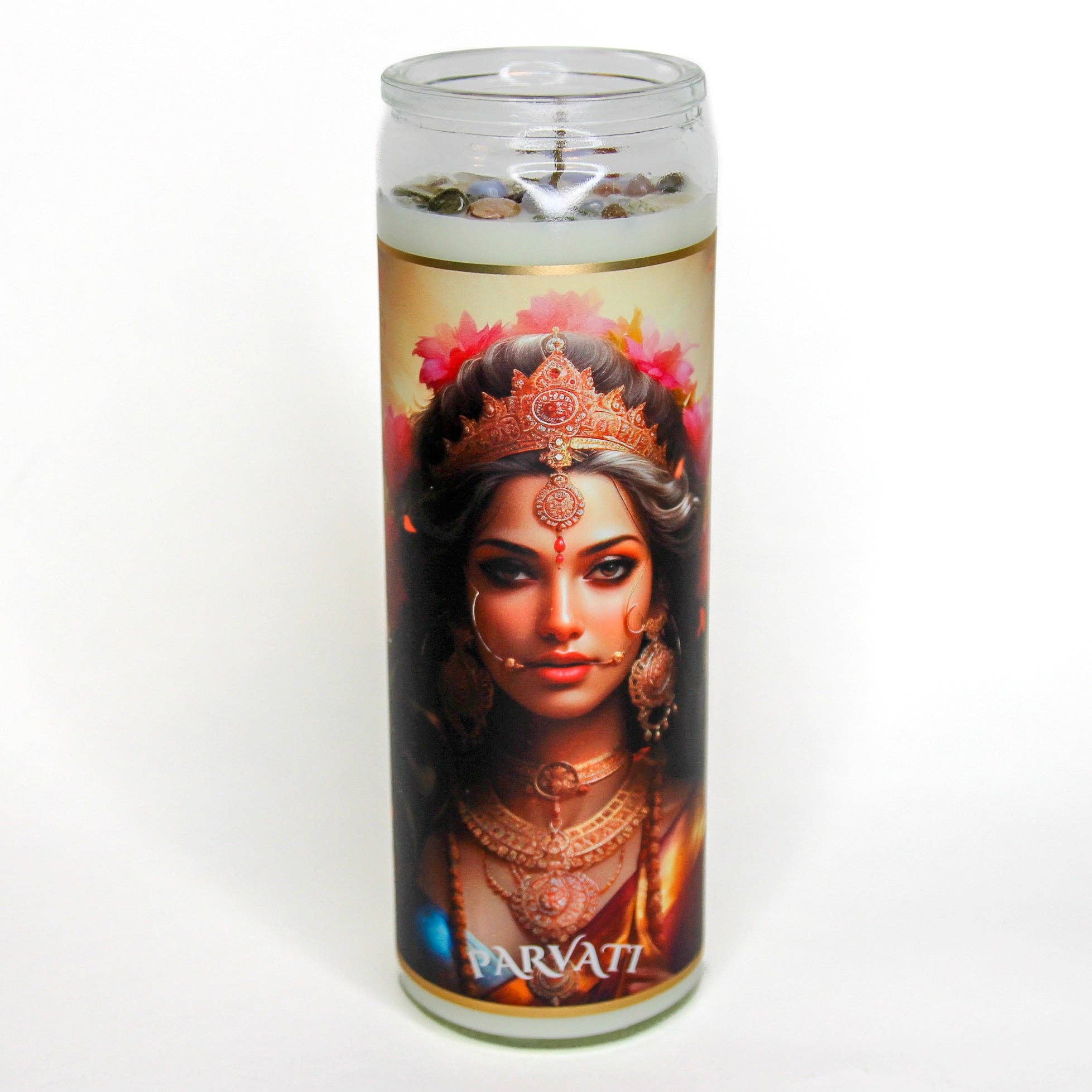 Shakti SOULutions – wholesale Jar/filled candle – Parvati Goddess Crystal Altar Candle1