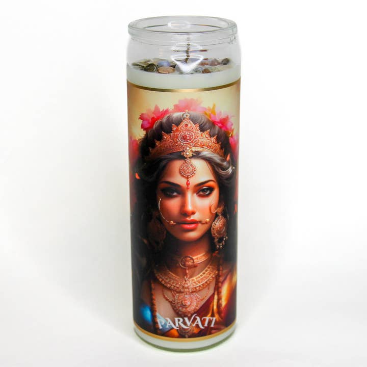 Shakti SOULutions – wholesale Jar/filled candle – Parvati Goddess Crystal Altar Candle1