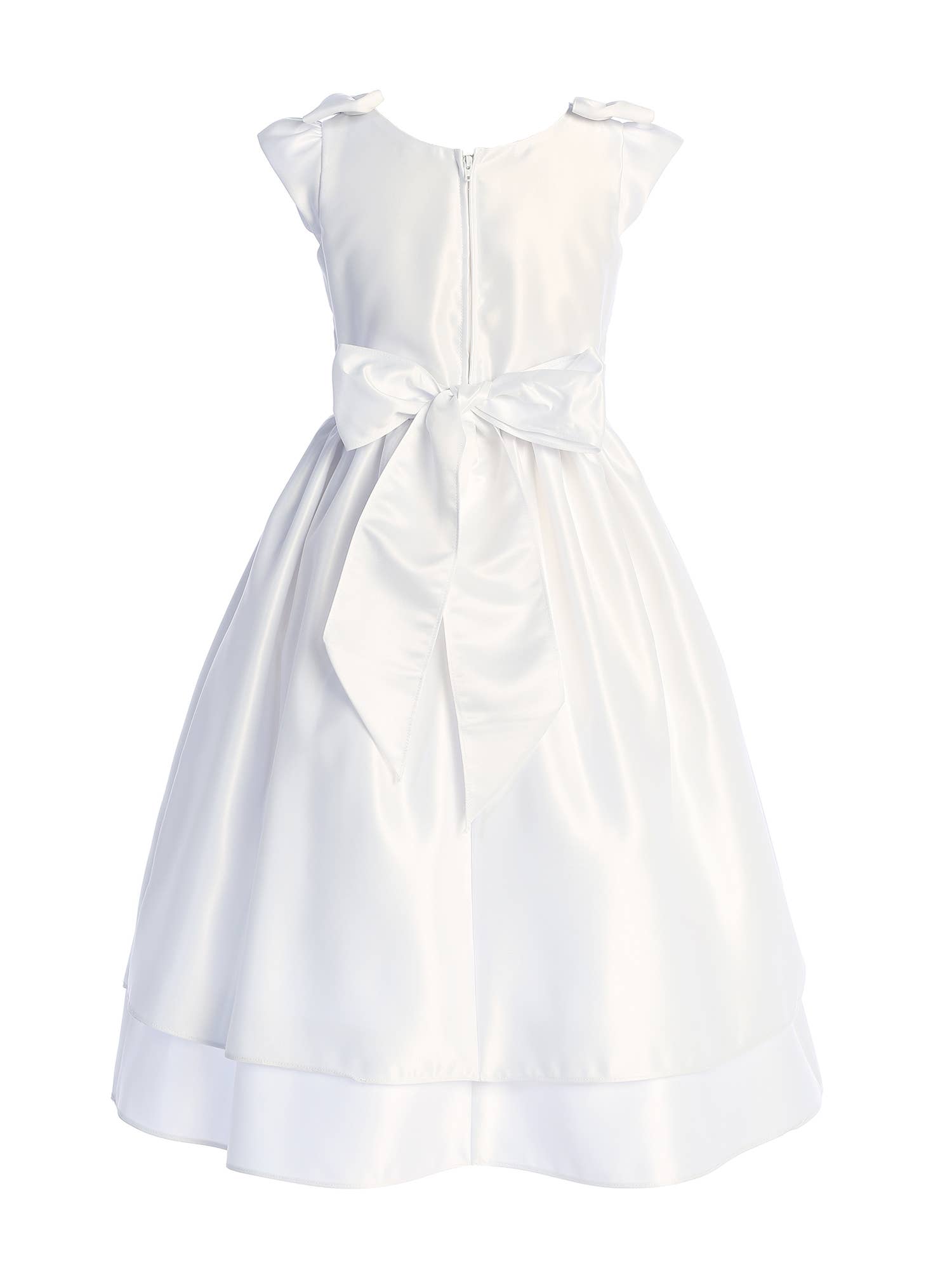 SK989 - white satin dress with double bows at the shoulders for wholesale on Faire1