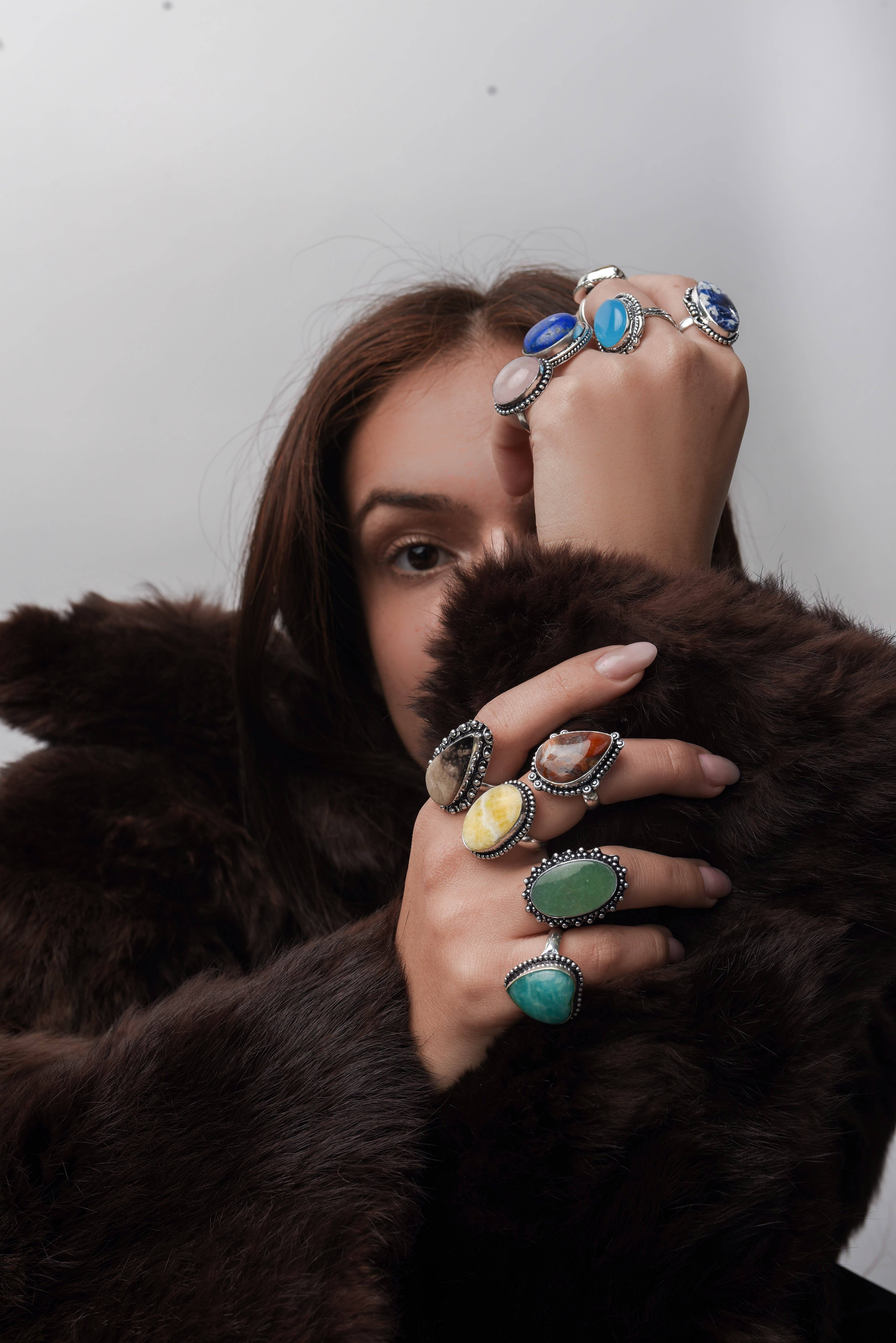 Handmade Jewels – Engroshandel Statementring – Boheme Krystal Ringsæt - Sølvbelagt, Blandede Størrelser, Assorterede Design8