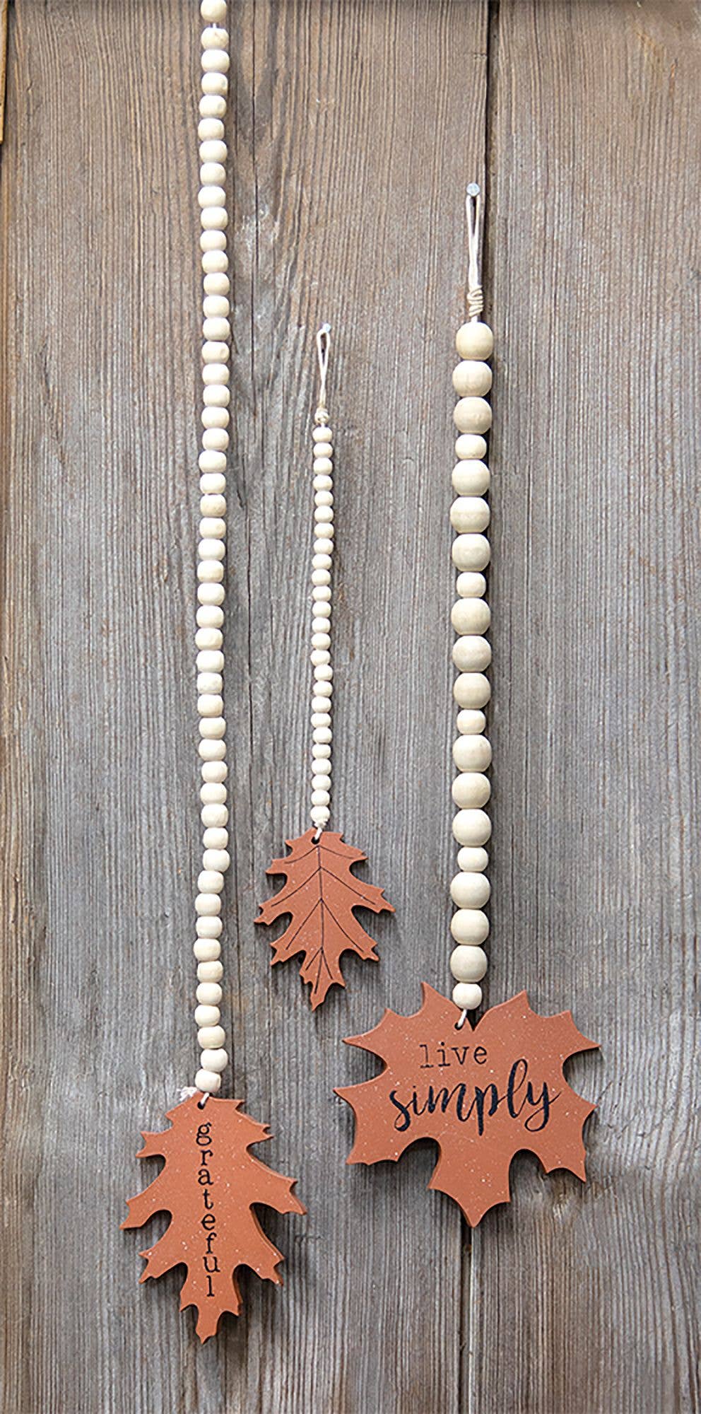 The Hearthside Collection - Vendita all'ingrosso Decorazioni da tavolo - Set da 3, foglie autunnali con perline1