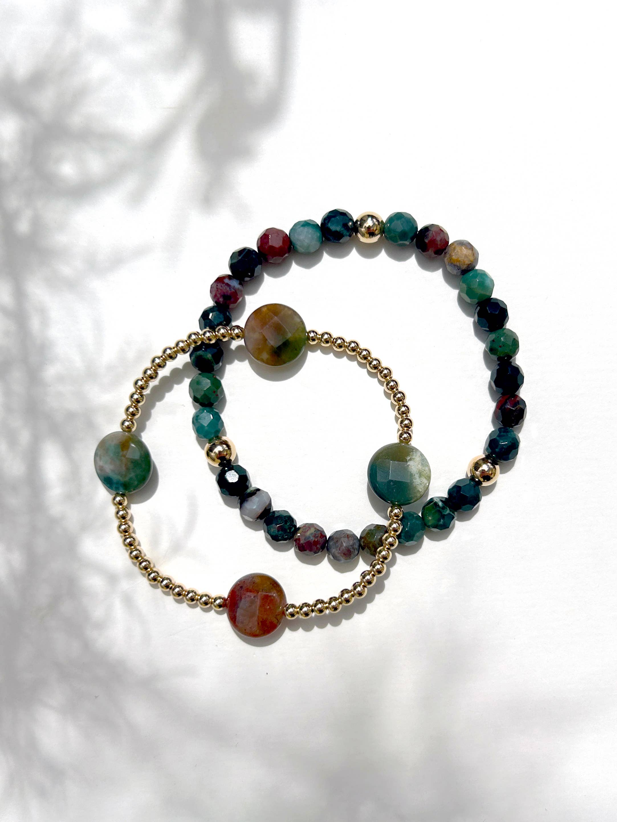 Kaylie Dawn Jewelry - Wholesale Beaded Bracelet - Green India Agate Handmade Stretchy Bracelet Gold Filled4