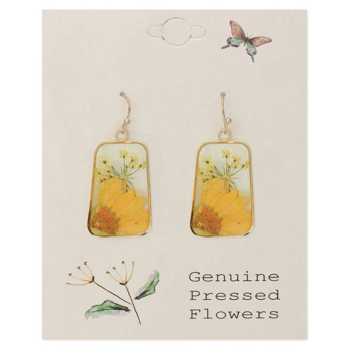 ZAD - Wholesale Dangle Earrings - Cottage Floral Dried Sunflower Earring