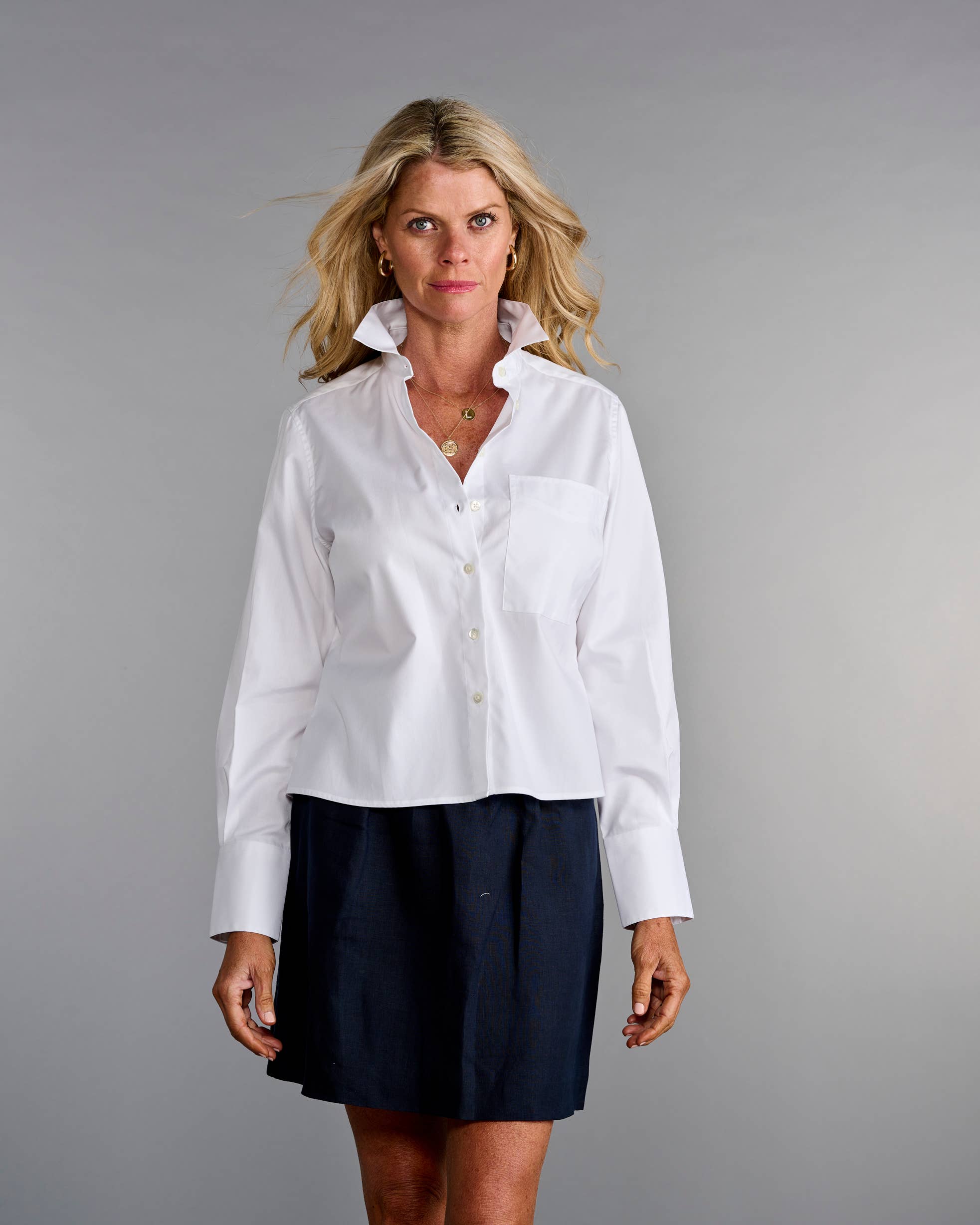 Claridge + King - Wholesale Button Down Shirt - Women's - The Crop Shirt in Crisp White2