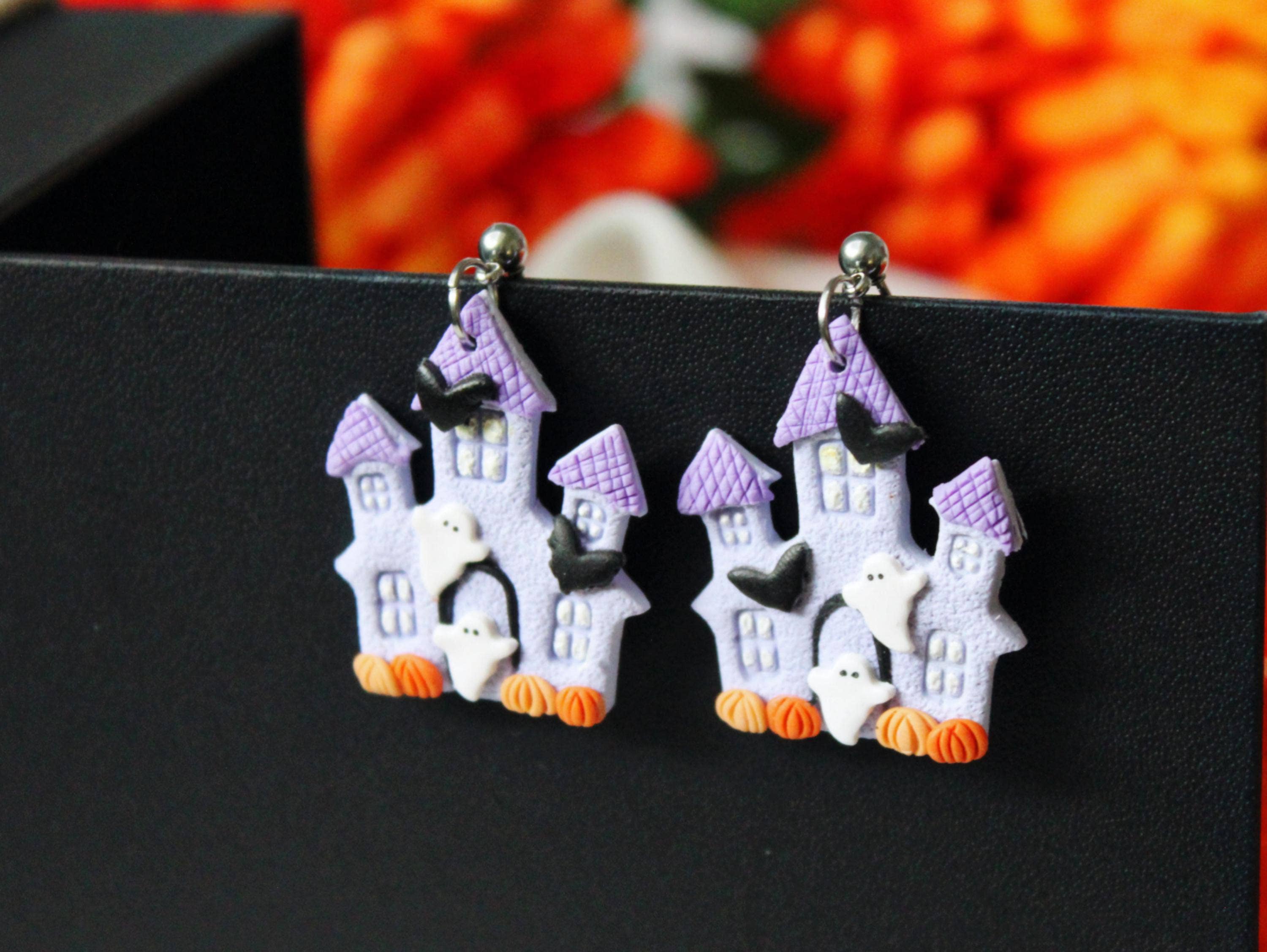 Studio Niani - Wholesale Dangle Earrings - Halloween House Earrings, Ghost Earrings6