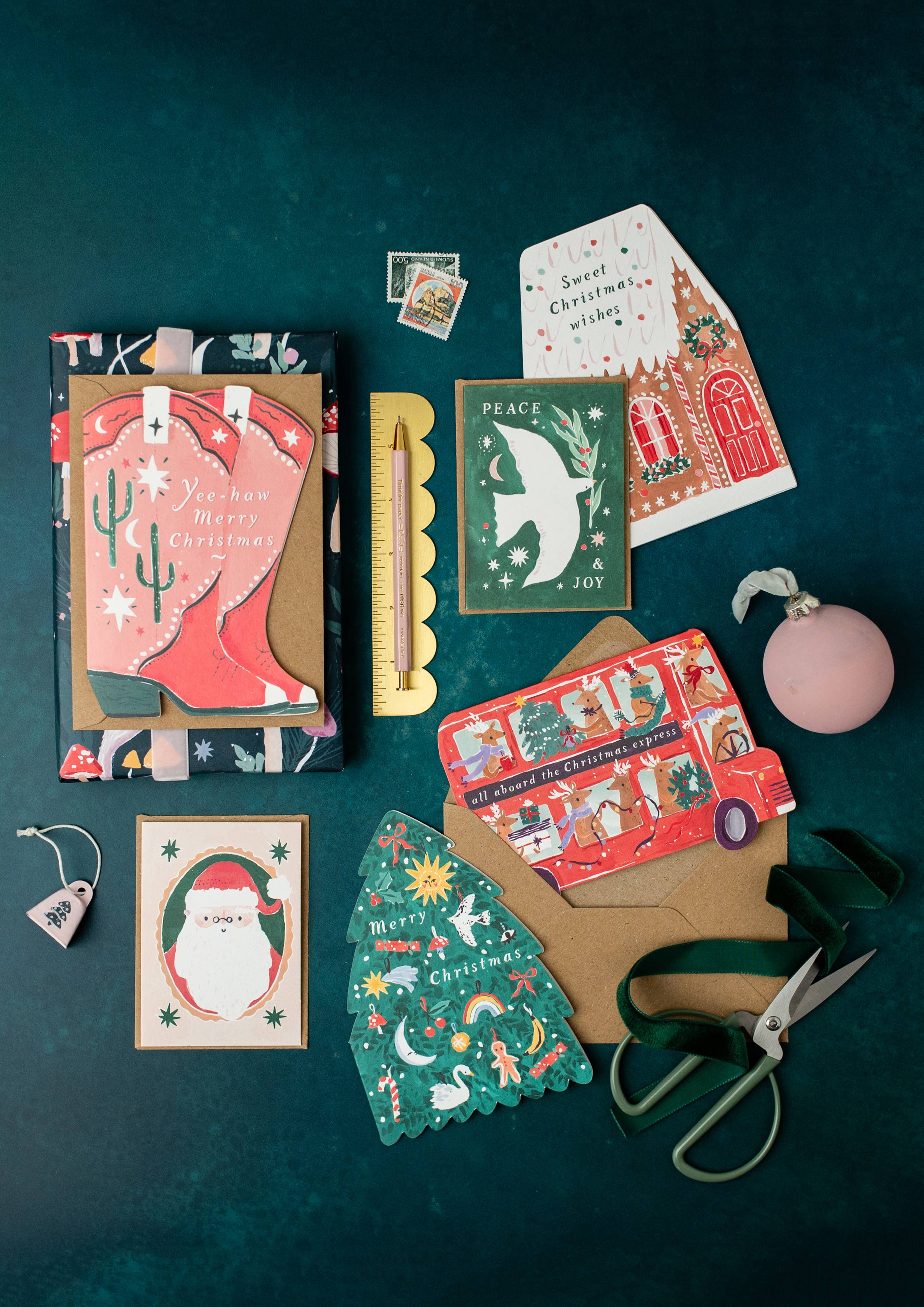 Sister Paper Co. - Vente Cartes de Noël - Carte de Noël Cowboy Boots | Cartes de vœux de Noël1