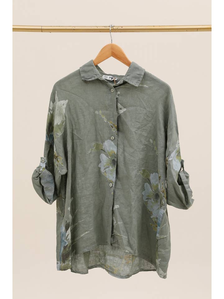 LÉA & LUC - Wholesale Dress - Women's - Floral print shirt in 100% Linen REF. 20090/517