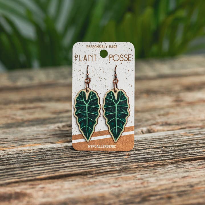 Plant Posse - Venta al por mayor Pendientes colgantes - Pendientes colgantes con planta de máscara africana2