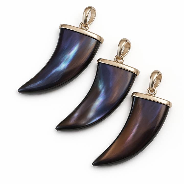 Only Beads - Wholesale Pendant/charm necklace - Paua Shell Claw Tooth Pendant 15mm x 31mm Silver Plated Bail4