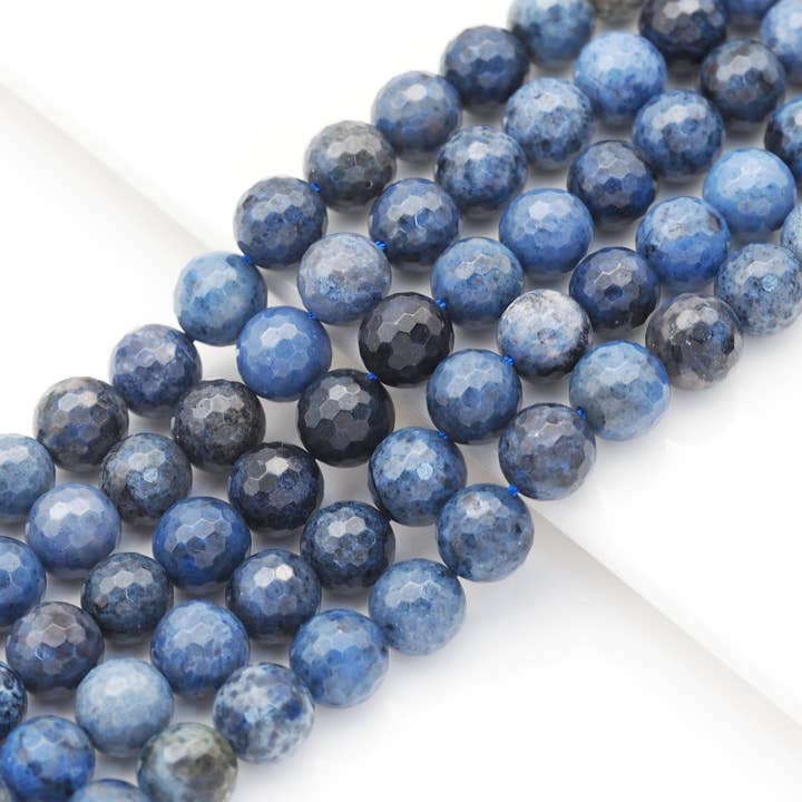 BestBeads&Beyond - Wholesale Beads - Genuine Quality Dumortierite Round Faceted Beads, 6mm/8mm/10mm, Sku#U1447