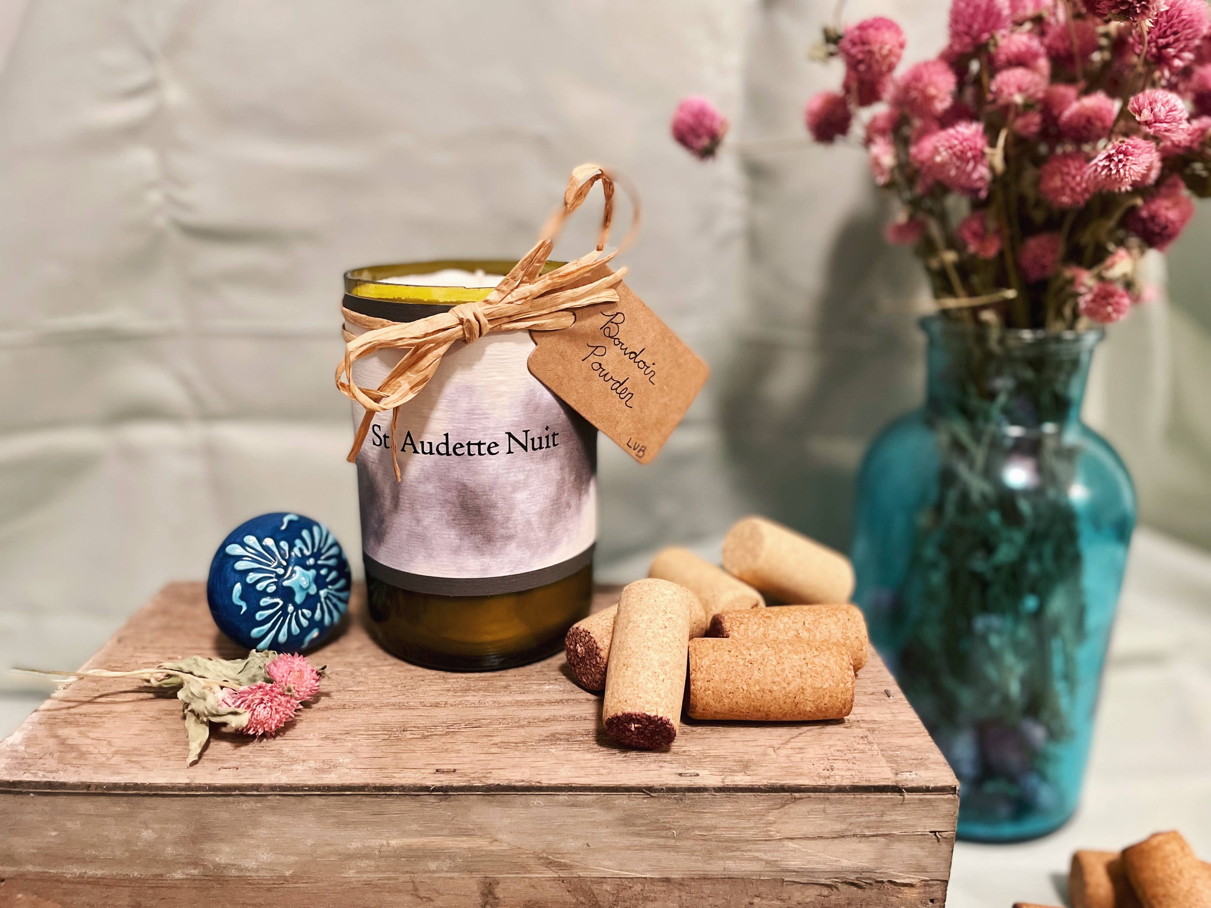 Le Vin Bougie Candles - Wholesale Jar/Filled Candle - Boudoir Powder Soy Wine Bottle Candle