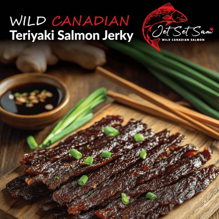 Salmão Selvagem Canadiano Fumado Jerky Sabor Teriyaki por atacado de Vancouver Smoked Salmon