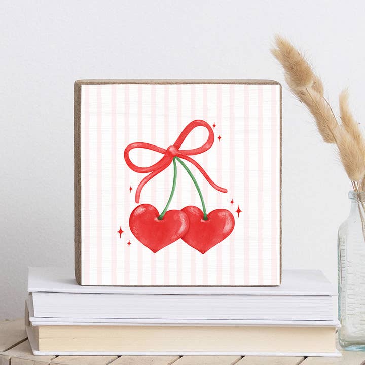 Rustic Marlin – Sinal por atacado – Bloco Decorativo de Madeira com Corações e Laço