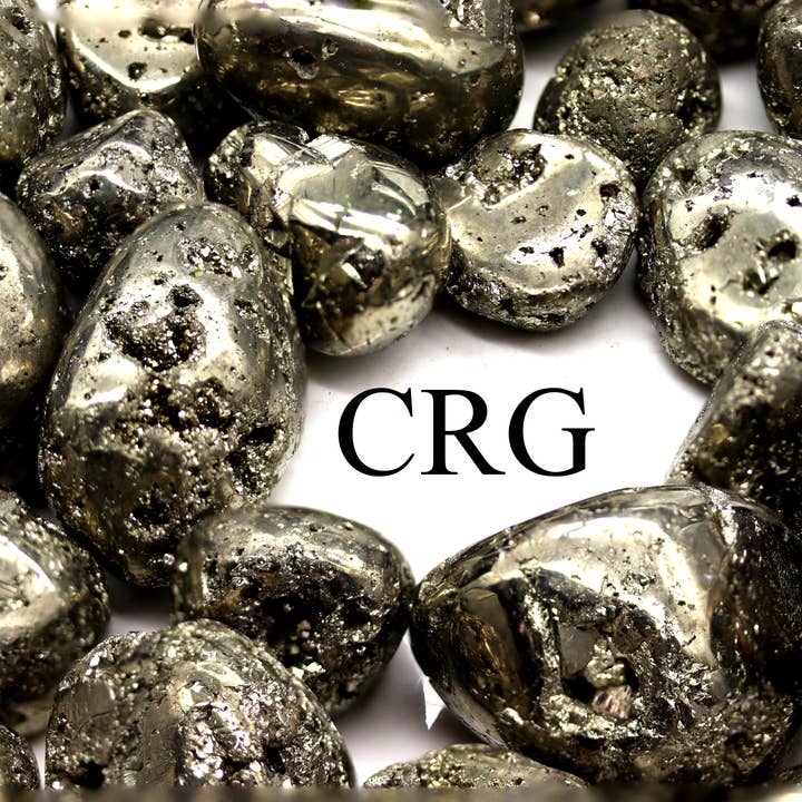 Crystal River Gems LLC - Wholesale Spiritual Stone/Crystal - 8 OZ LOT - Peru Iron Pyrite Tumbled / 25-35 MM AVG