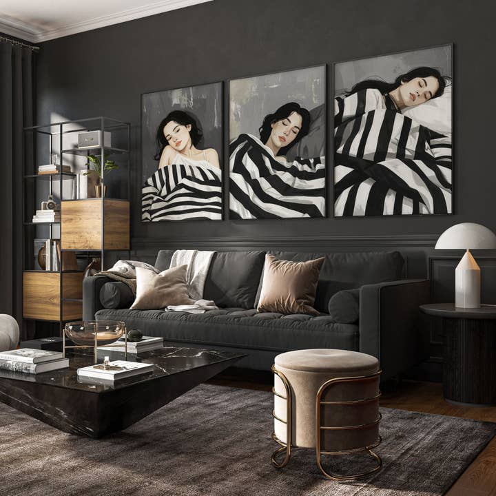 Art mural extra large pour salon | Ensemble de 3 impressions murales de femmes bohèmes pour la vente par About Wall Art