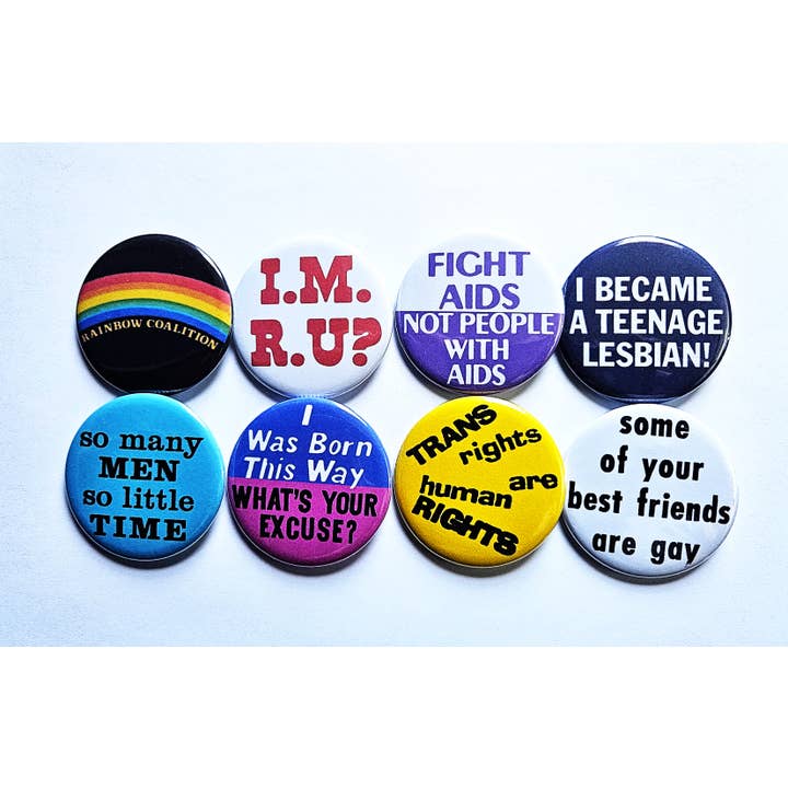 Flip The Record - Wholesale Lapel Pin/Button - Vintage Pride Buttons Magnets & Bottle Openers. set 03