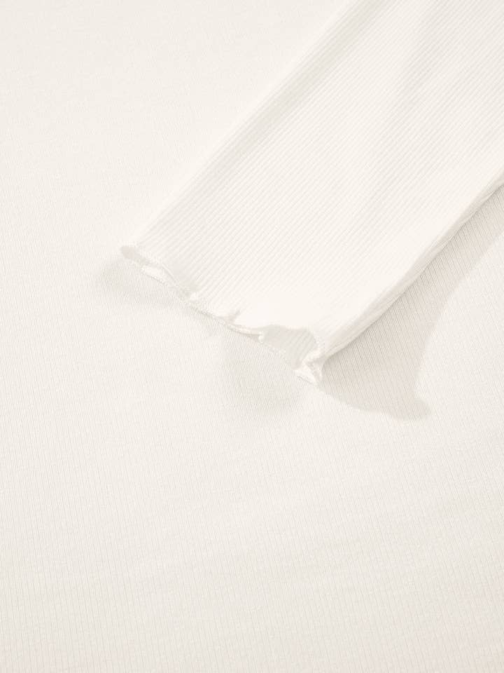 Lovesoft – wholesale Knit top – Women's – Black Ribbed Knit Lettuce Trim High Neck Long Sleeve Top22