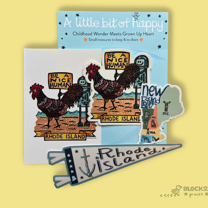 Pacchetto Regalo Rhode Island | Adesivi & Cartolina per la vendita all'ingrosso da parte di Block21Prints
