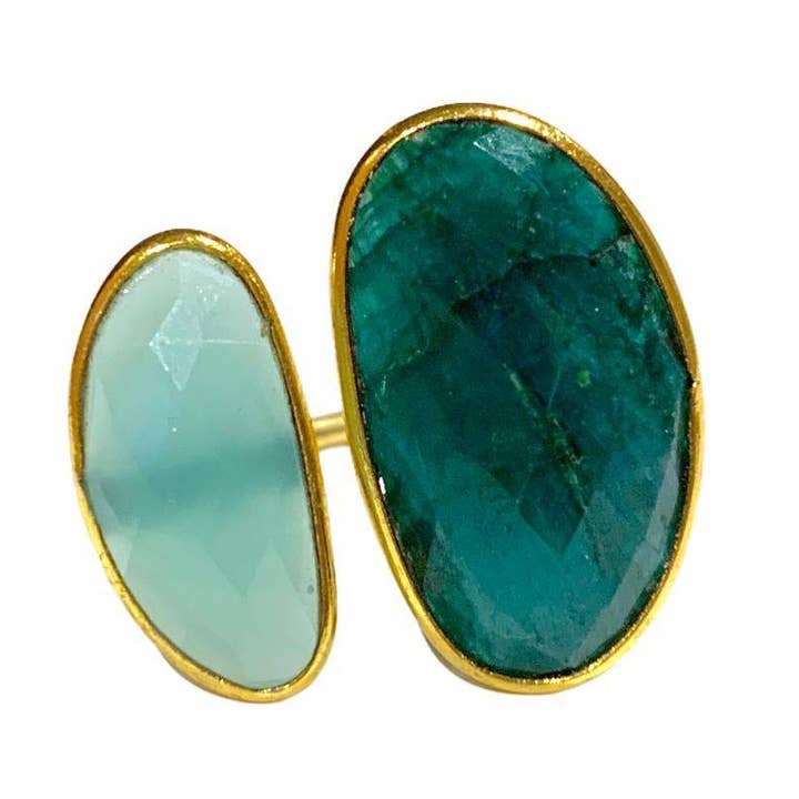 Allegra Green and Aquamarine Ring for wholesale by Mestiza Joyas