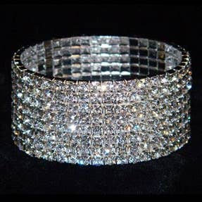 #16021XS - 8 Row Stretch Rhinestone Bracelet - Silver for wholesale by Bridal Store Jewelry