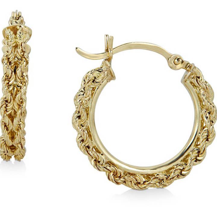 Créoles à chaîne en corde de 10 carats pour la vente par AlkemeGold