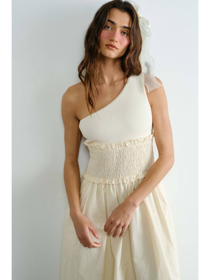 Creamon – wholesale Klänning - Dam – Maxiklänning i poplin med en axel1