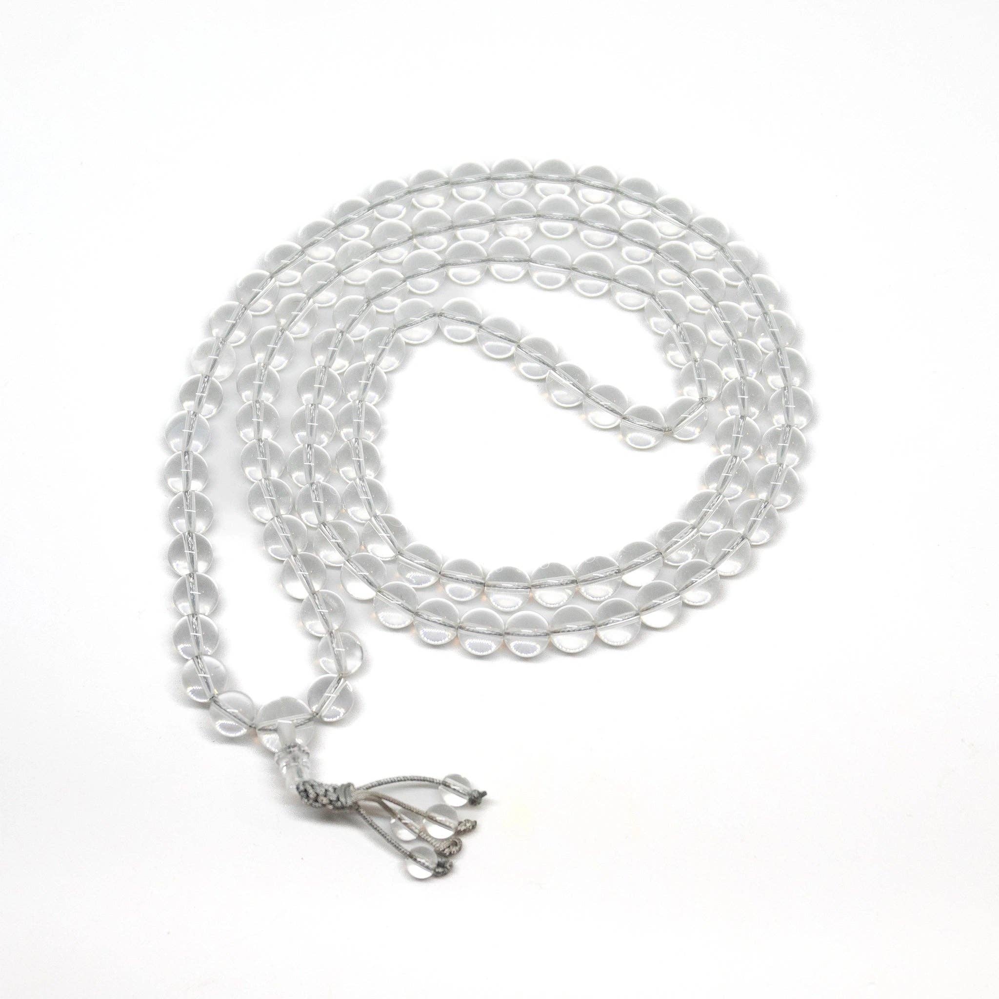 Namu Baru Inc. – Großhandel Gebetskette für den Hals – Zen 108 Bead Mala aus klarem Quarz, Gebetsperlen, 8 mm2