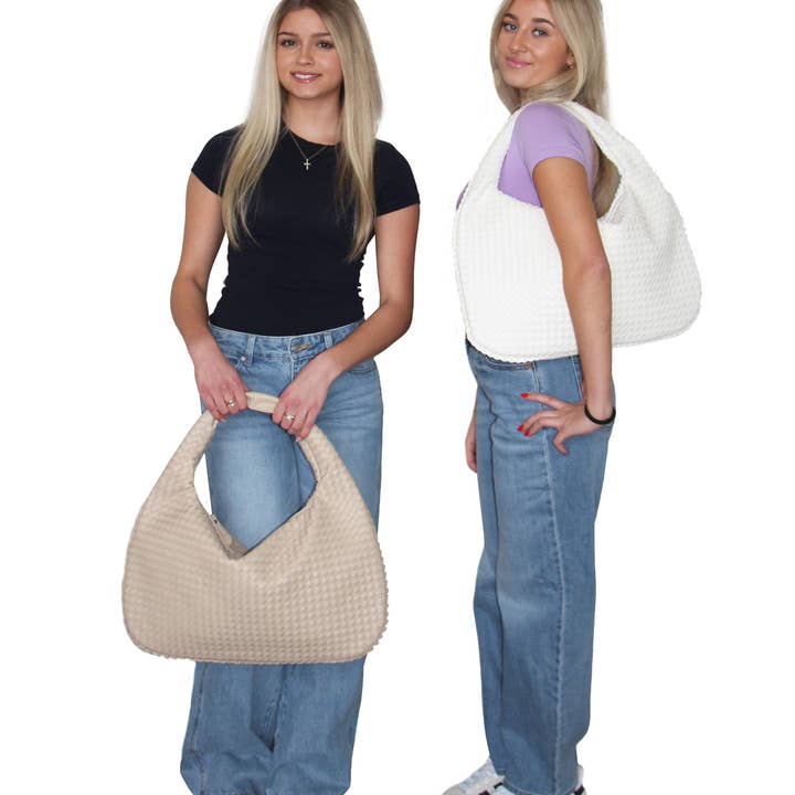 Lemonbella - Venta al por mayor Bolso con asas - Mujer - Bolso de Mano Tejido Donna Color Cervato