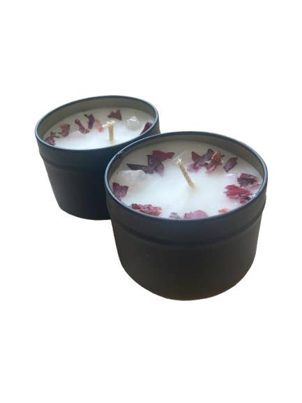 Sally Oliver - Wholesale Jar/Filled Candle - Handmade Rose Petal & Quartz Candle, Plum Rose & Patchouli