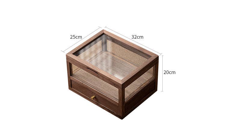 Gohobi （We cover U.S. import duties） - Wholesale Cabinet - Gohobi Walnut Wood Glass Tea Cabinet with Drawer10