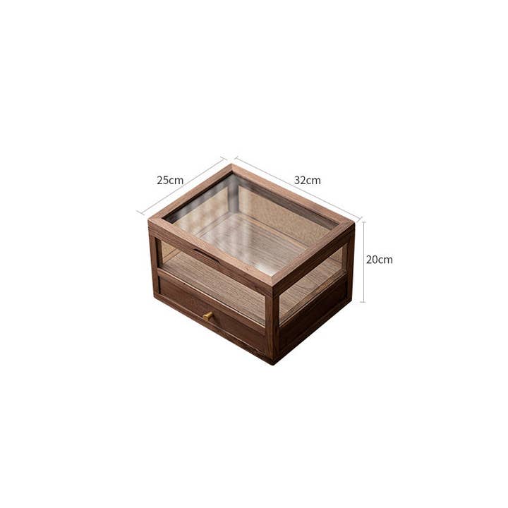 Gohobi (We cover U.S. import duties) – wholesale Cabinet – Gohobi Walnut Wood Glass Tea Cabinet with Drawer10
