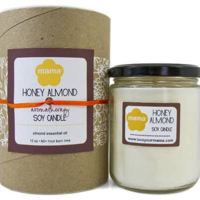 Honey Almond Glass Candle for wholesale by Mama Bath + Body