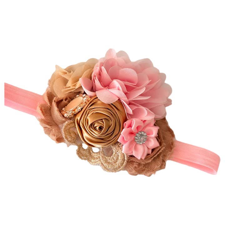 Fascia per neonati rosa baby vintage, fascia per neonati color cuoio, trasandata per la vendita all'ingrosso da parte di Jazy and Eve