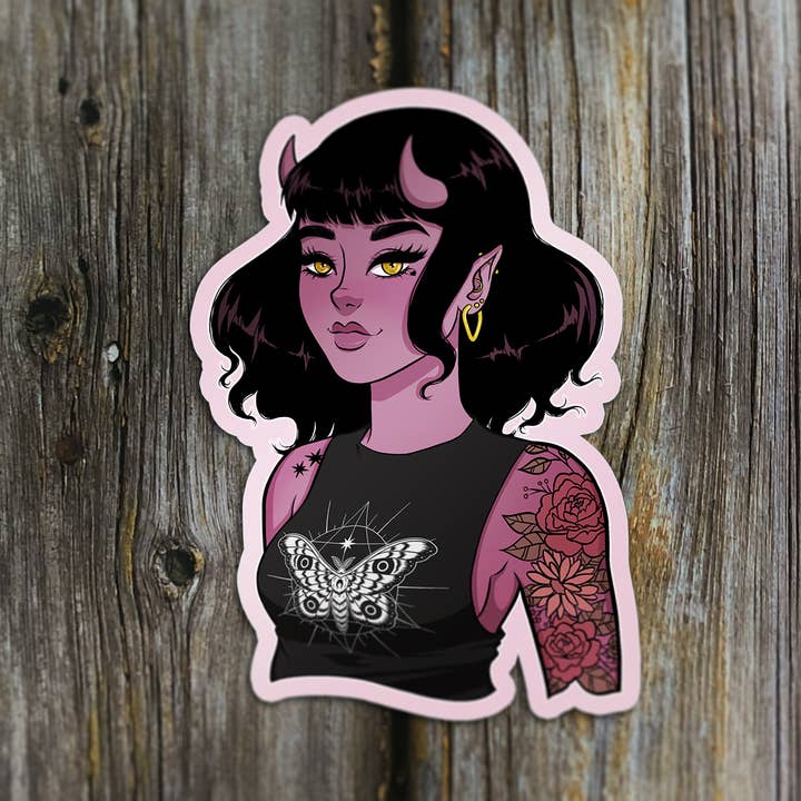 The Fabled Creative Co. - Wholesale Sticker - Unusual You - Tiefling Girl - DND - Sticker