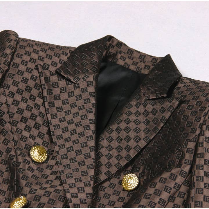 Marron Blazer brodé jacquard femme BL080 en vente sur Faire8