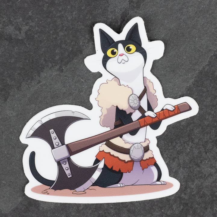 Barbarian Cat DnD Sticker for wholesale by Riftgate