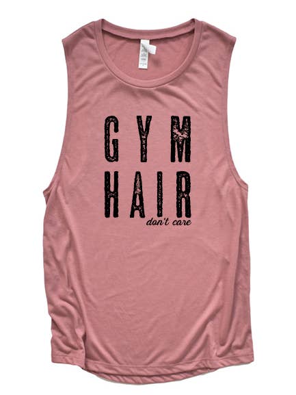 Gym Hair Don't Care Muscle Tank for wholesale by Wildberry Waves