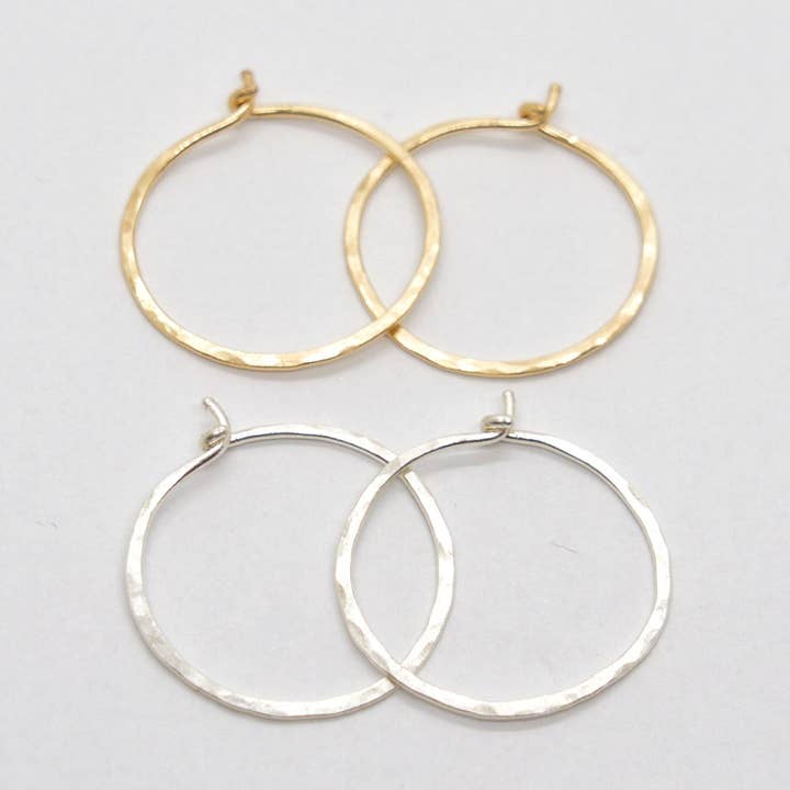 Small hammered hoop earrings for wholesale by Sista Jewelry