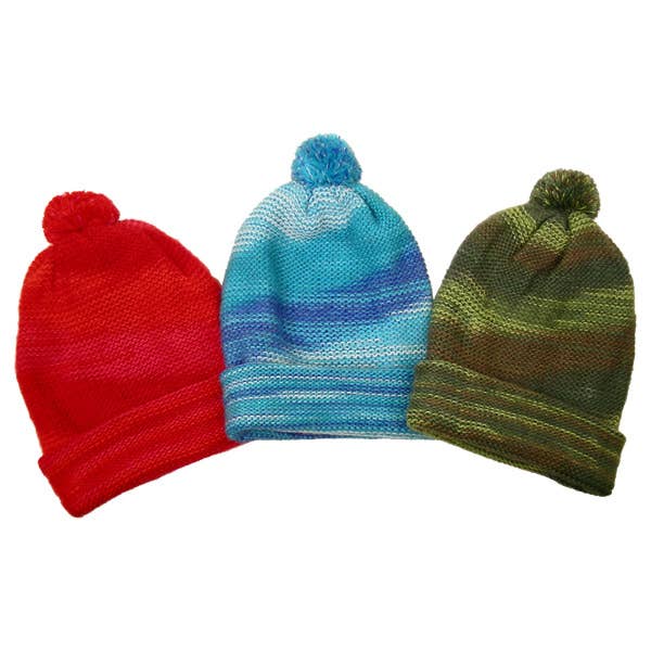 Dada Colorblend Knit 100% Alpaca Beanie Hat with Pom Pom for wholesale by Sanyork Fair Trade