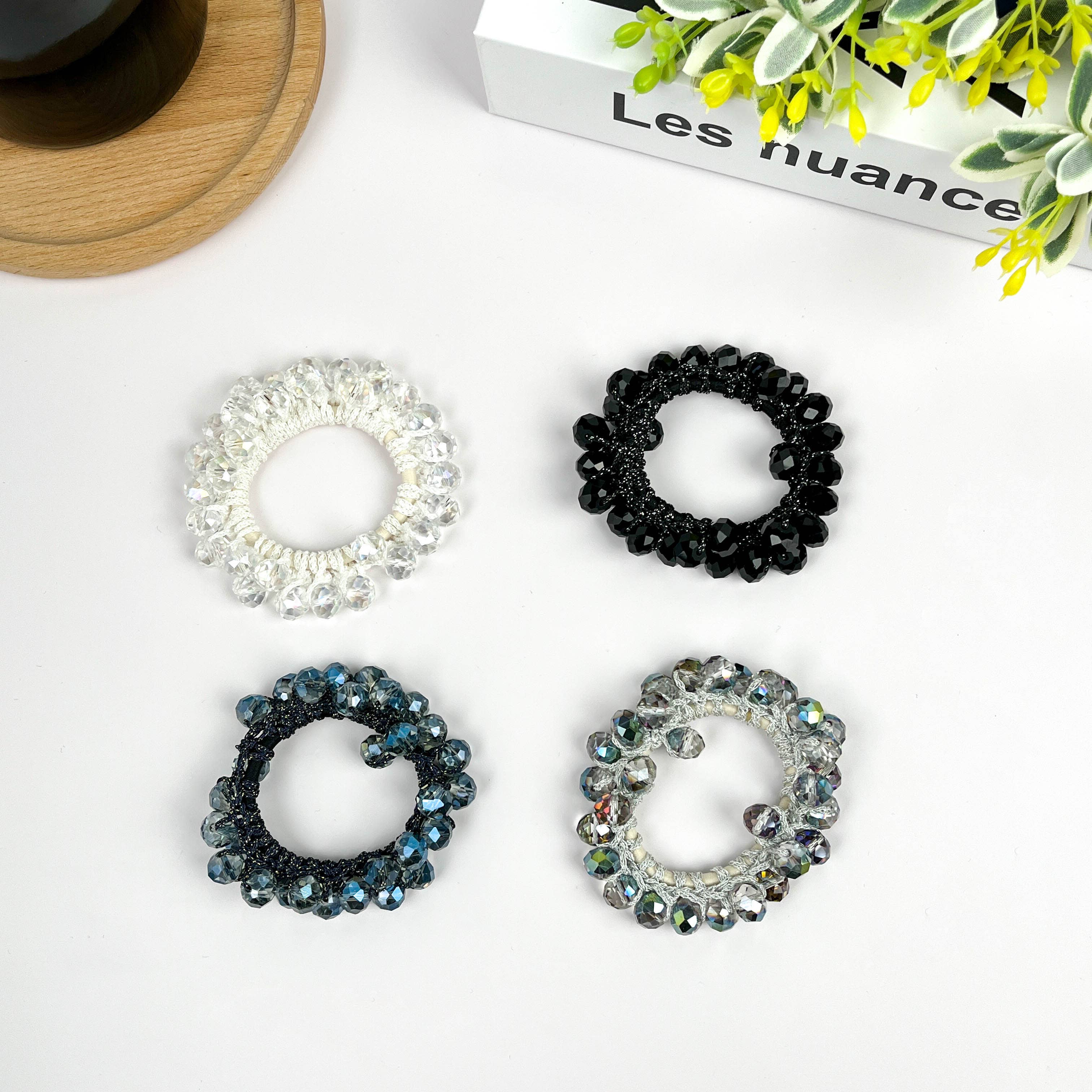 TheDivaSoap - Vente Élastique à cheveux - Élastique à cheveux en cristal élégant, bracelet en strass10