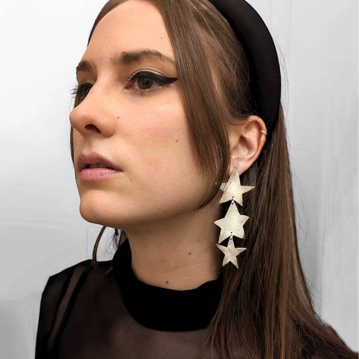 Laura Mar Jewelry - Wholesale Dangle Earrings - long moon & star dangle earrings - star drop earrings4