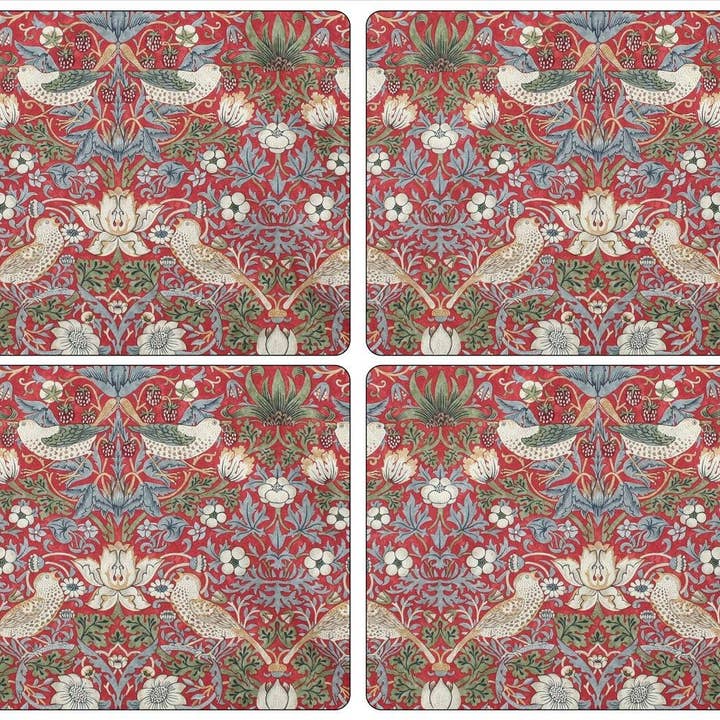 Portmeirion, Spode, Pimpernel, Nacthmann, Wrendale Designs - Wholesale Placemat - William Morris Strawberry Thief Placemats Set of 4 - Red