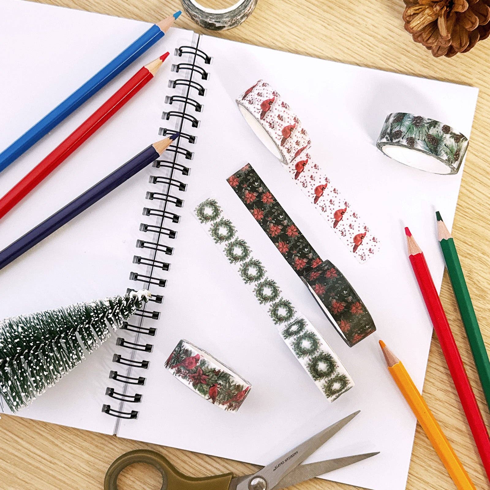 Wrapables.com - Vente Rubans adhésifs Washi - Ruban adhésif Wrapables, 12 pièces, à motif de feuillage festif et de Noël3